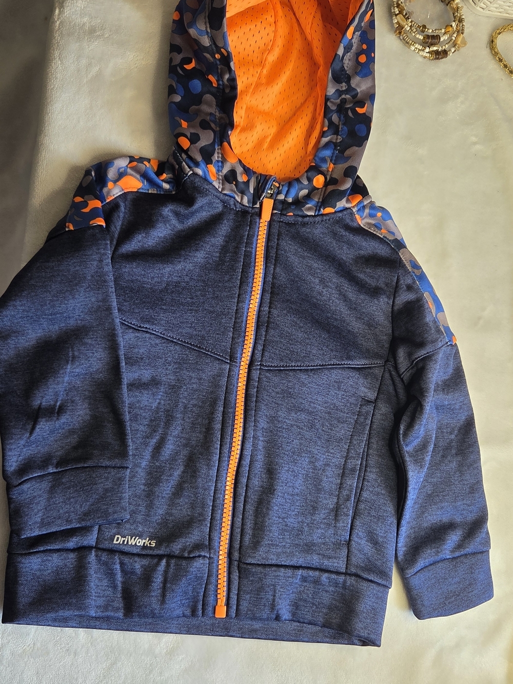24m Boys' Navy Blue & Orange Hooded Zip Jacket